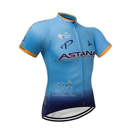Astana Ropa Ciclismo Culotte Corto 2018 Mangas Cortas APagado Azul